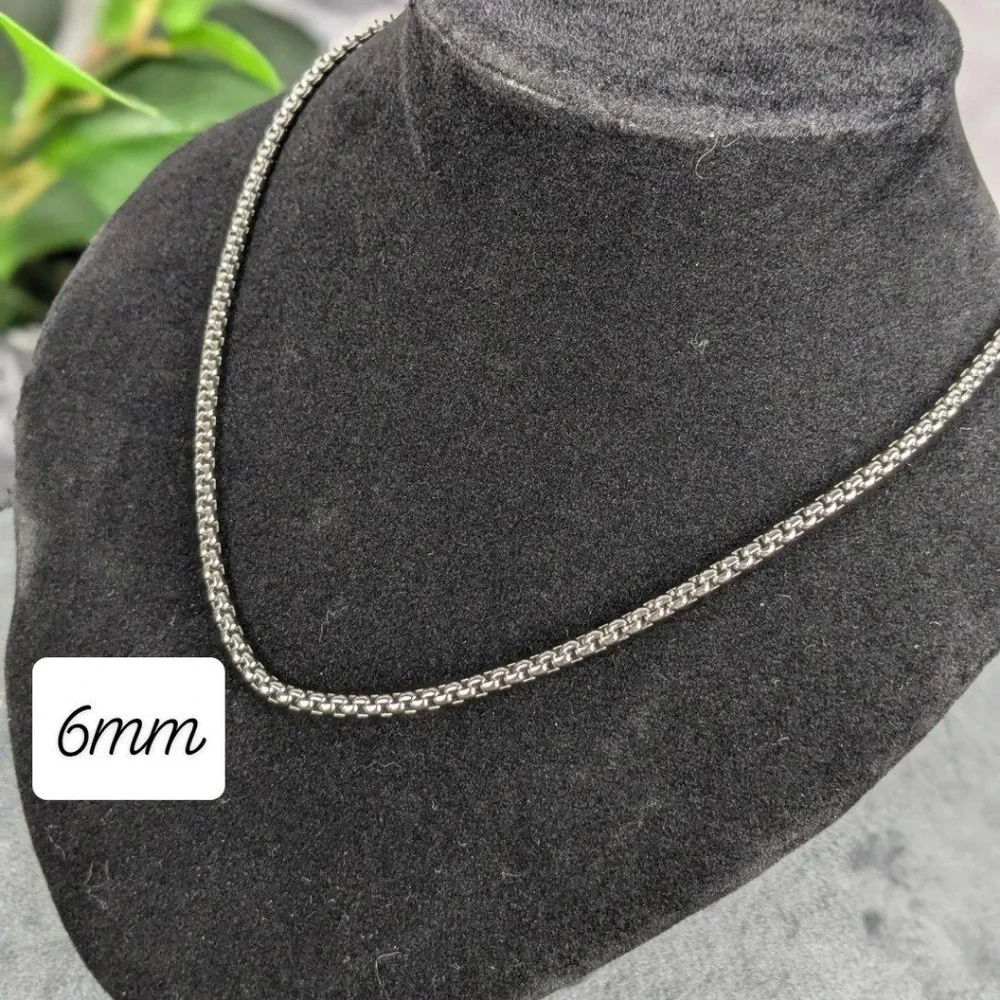 6mm stainless steel necklace box chain rolo link 18